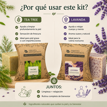 Kit Jabones Artesanales Tea Tree + Lavanda