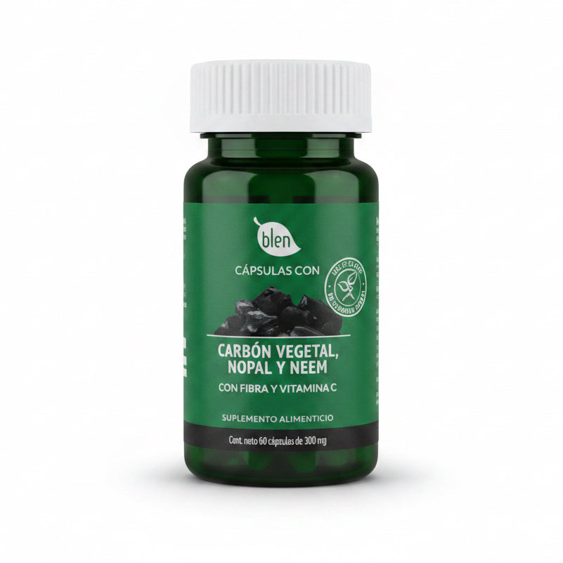 Capsulas Detox Carbon Vegetal con Nopal y Neem