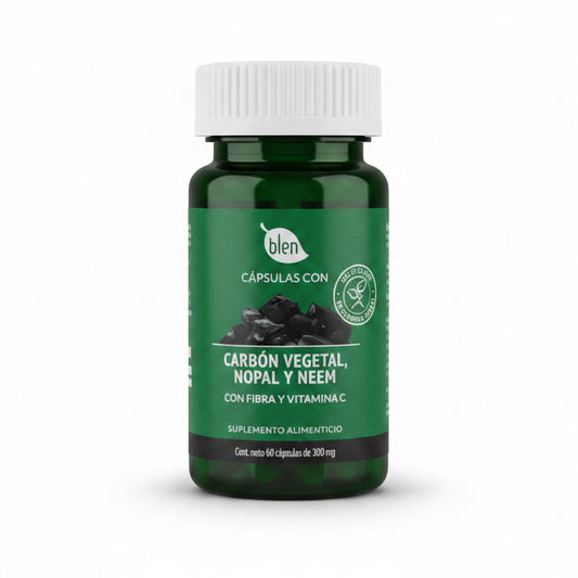Capsulas Detox Carbon Vegetal con Nopal y Neem