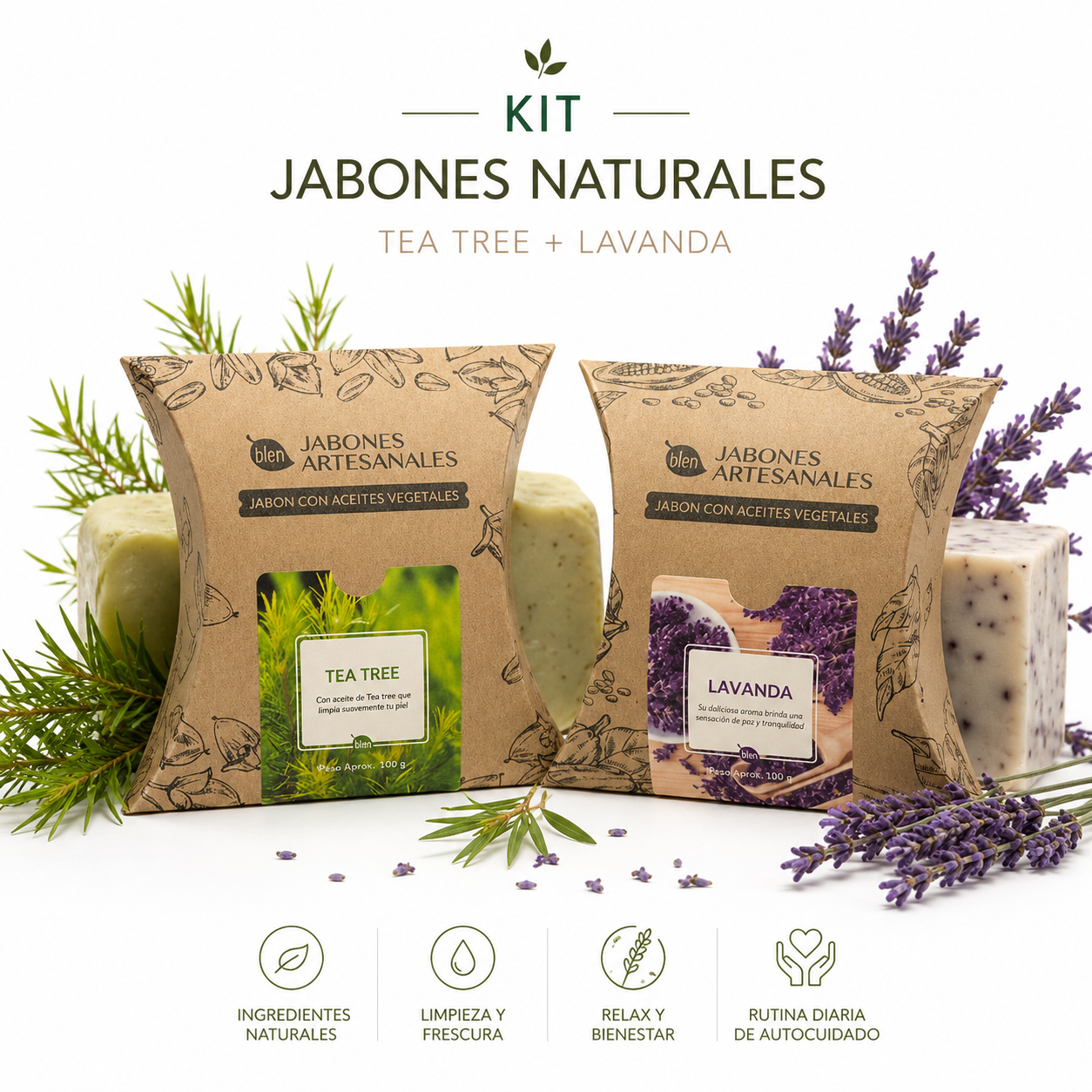 Kit Jabones Artesanales Tea Tree + Lavanda